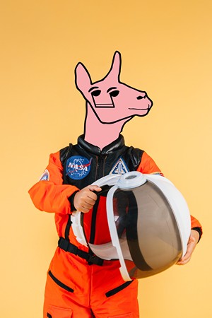 An adventurous llama in a spacesuit.