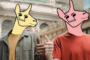 Two cyborg llama friends give thumbs up to great music teacher resources