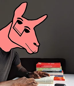 A cyborg llama is reading helpful tutorials to learn how to use the app